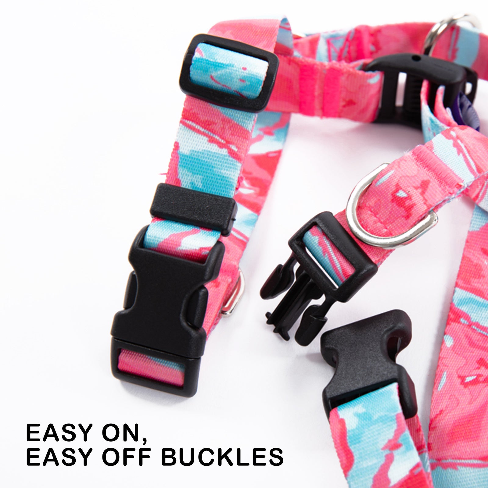 Dog Double-Lined Straps Harness Adjustable S MARBLE PINK