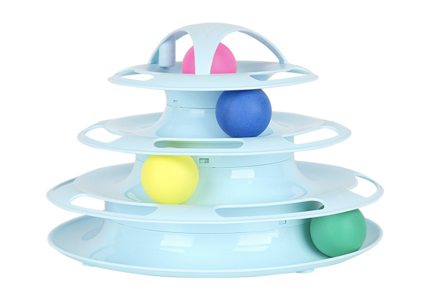 Funny Cat Toy Plastic Tower Interactive Track Ball Playing Game - Assorted Colours