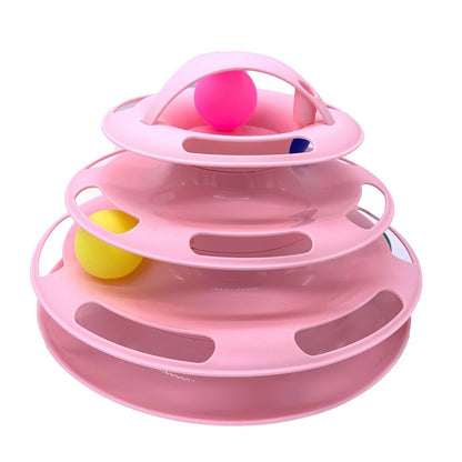 Funny Cat Toy Plastic Tower Interactive Track Ball Playing Game - Assorted Colours