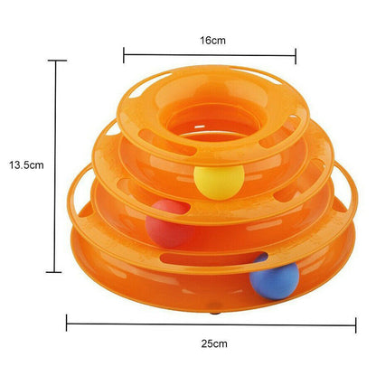 Funny Cat Toy Plastic Tower Interactive Track Ball Playing Game - Assorted Colours