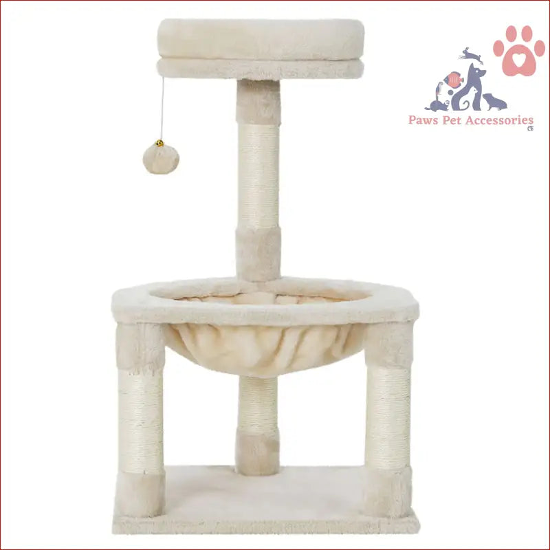 White cat tree with hammock and toy ball from i.Pet Cat Tree 69cm Scratching Post Tower