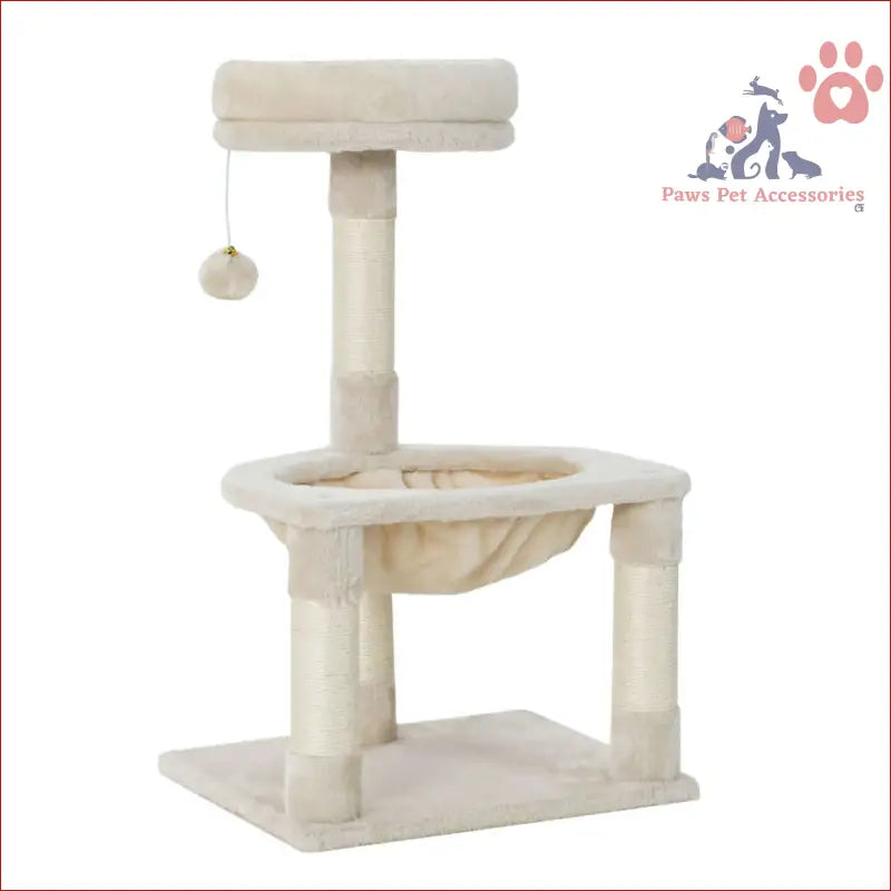 Stylish cat tree 69cm with hammock, perch, and toy for playful cats and comfy naps