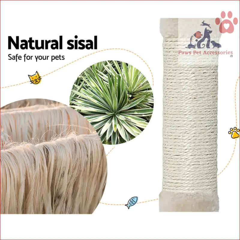 Natural sisal rope scratching post on the i.Pet Cat Tree 90cm tower scratcher wood design