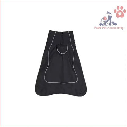 Black hairdressing cape with white trim for stylish winter pet looks, thickened and reflective