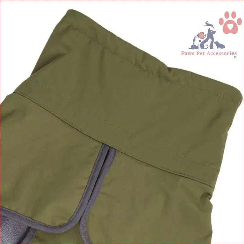 Olive green padded warm thickened reflective winter pet clothes with gray trim