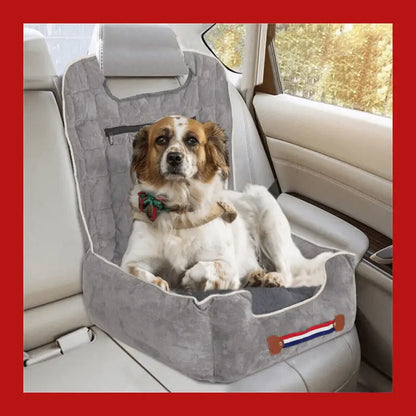 Anti-slip Pet Booster Seat with Storage Pockets and Safety Leash - Gray - Car 2