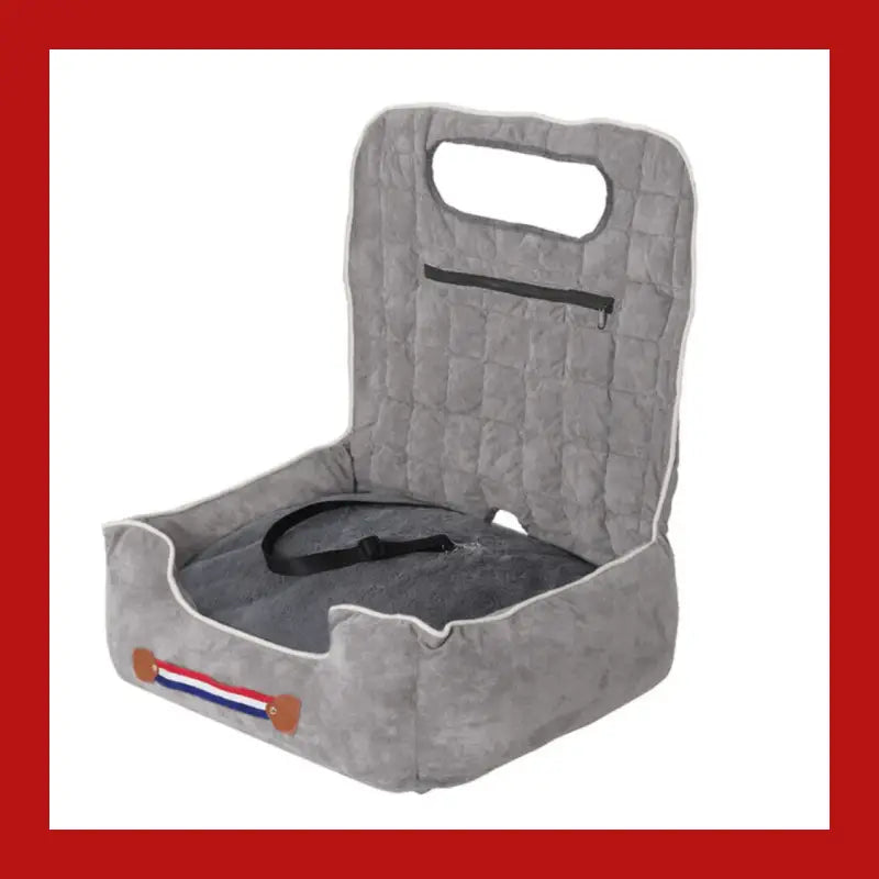 Anti-slip Pet Booster Seat with Storage Pockets and Safety Leash - Gray - Car 6