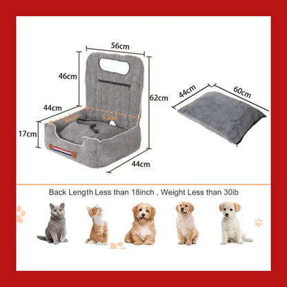 Anti-slip Pet Booster Seat with Storage Pockets and Safety Leash - Gray - Car 7