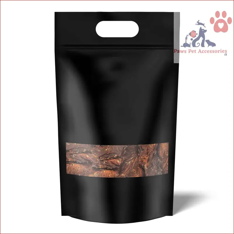 Black resealable pouch with camo strip for 2Kg Dog Treat Chicken Breast Jerky