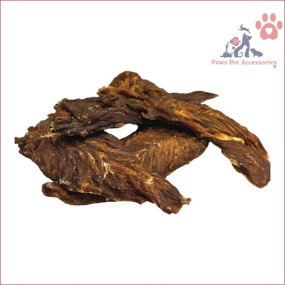 Dried Chicken Breast Jerky in 2Kg Dog Treat, featuring a dark brown wrinkled texture