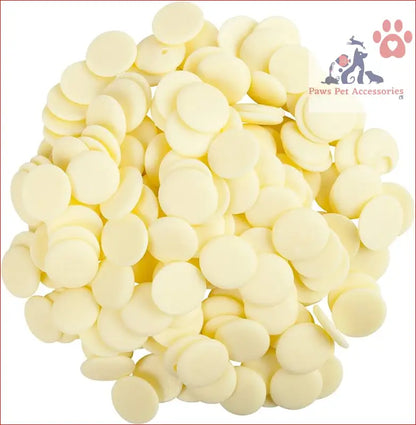 White chocolate chips piled for 100g Dog Treat Yoghurt Drops - Natural Flavoured Australian