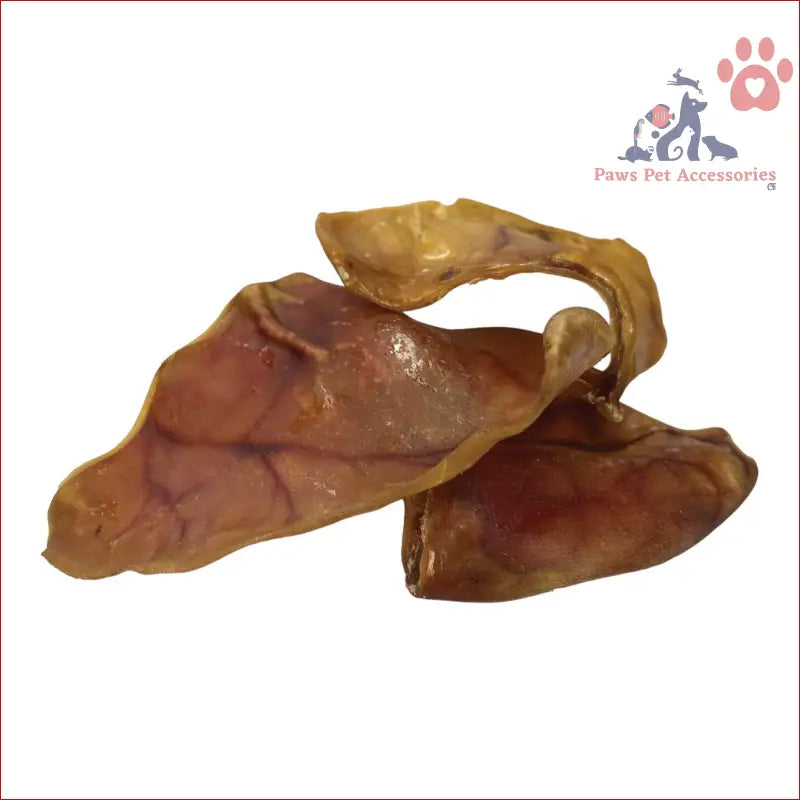 Dried large pig ears in 10x Dog Treat pack, a dehydrated Australian healthy chew