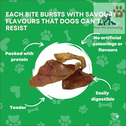 Delicious large pig ears on a plate, perfect 10x Dog Treat for healthy pups