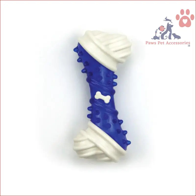 Blue and white twisted chew toy for puppies with chicken flavour taste for dental care