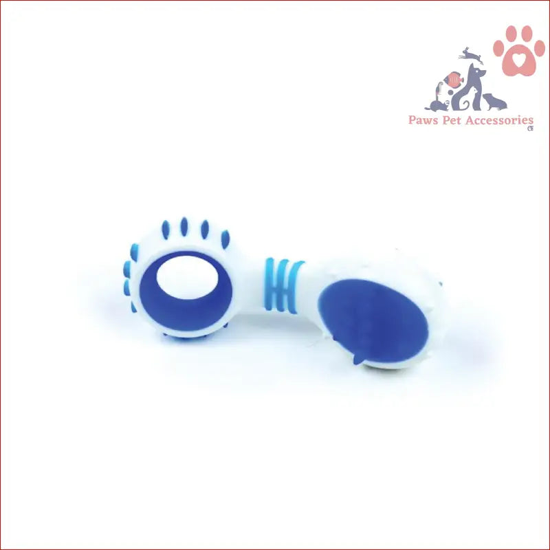 Blue and white plastic contact lens case for Dog Dental Rattle and blue puppy teething