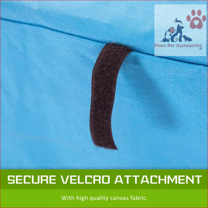 Black velcro strip on light blue fabric for dog cage crate cover enclosure