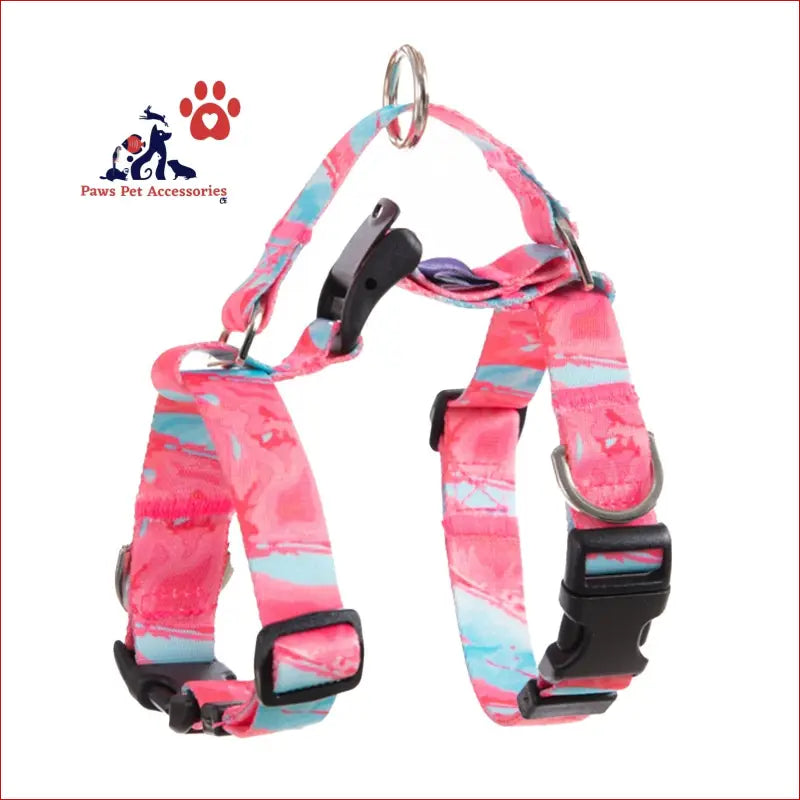 Dog Double-lined Straps Harness Adjustable l Marble Pink - Pet Care > Supplies Collars Leads & Harnesses 1