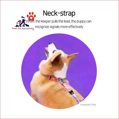 Dog Double-lined Straps Harness Adjustable l Marble Pink - Pet Care > Supplies Collars Leads & Harnesses 2