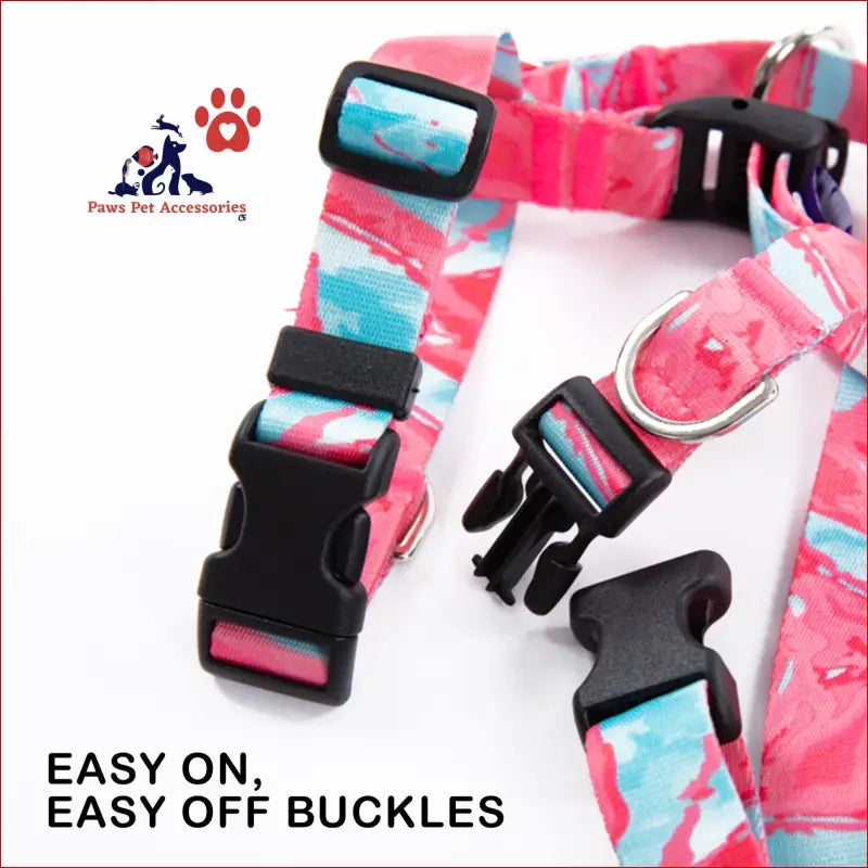 Dog Double-lined Straps Harness Adjustable l Marble Pink - Pet Care > Supplies Collars Leads & Harnesses 6