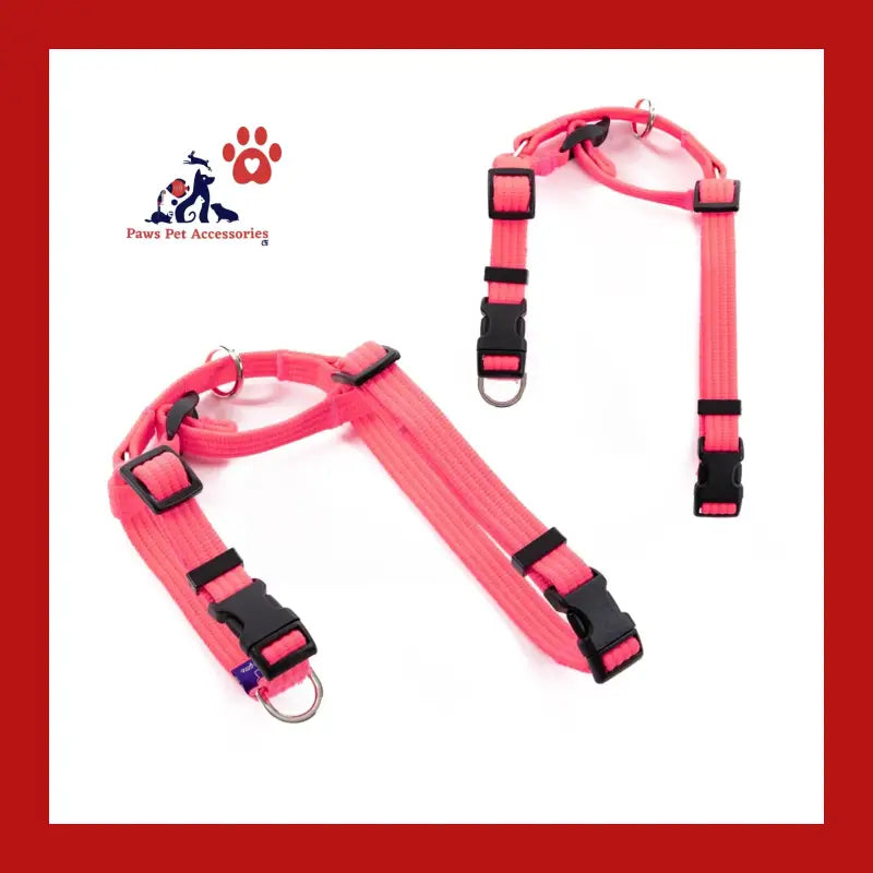 Dog Double-lined Straps Harness Adjustable l Neon Carol-pink - Pet Care > Supplies Collars Leads & Harnesses 5