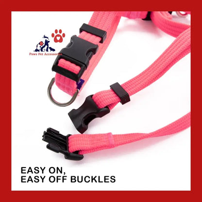 Dog Double-lined Straps Harness Adjustable l Neon Carol-pink - Pet Care > Supplies Collars Leads & Harnesses 6