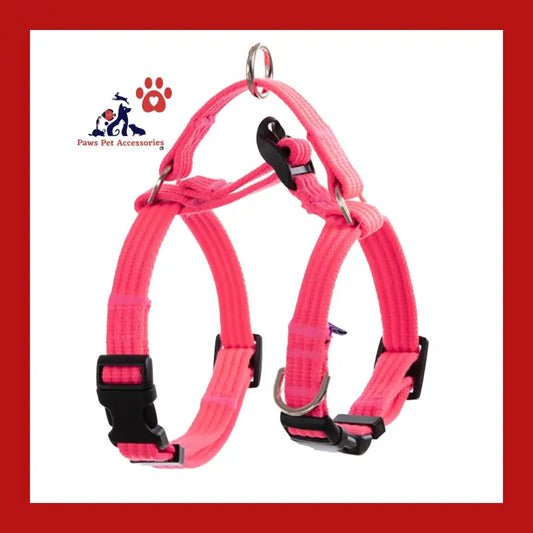 Dog Double-lined Straps Harness Adjustable l Neon Carol-pink - Pet Care > Supplies Collars Leads & Harnesses 1