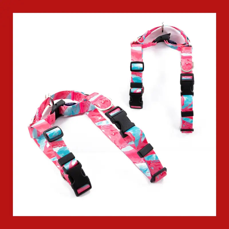 Dog Double-lined Straps Harness Adjustable m Marble Pink - Pet Care > Supplies Collars Leads & Harnesses 5