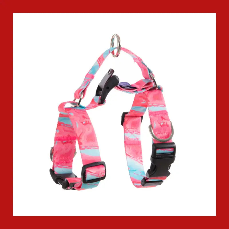 Dog Double-lined Straps Harness Adjustable m Marble Pink - Pet Care > Supplies Collars Leads & Harnesses 1