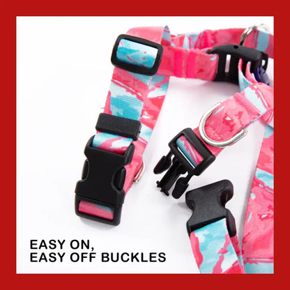 Dog Double-lined Straps Harness Adjustable m Marble Pink - Pet Care > Supplies Collars Leads & Harnesses 6