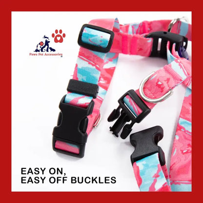 Dog Double-lined Straps Harness Adjustable s Marble Pink - Pet Care > Supplies Collars Leads & Harnesses 6