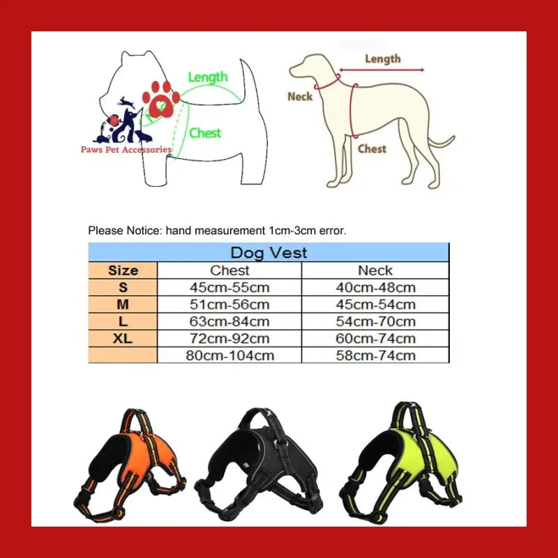 Dog Harness Breathable Safety Reflective Pets Vest no Pull Handle Control Adjustment Strap for Medium Big - > Collars &