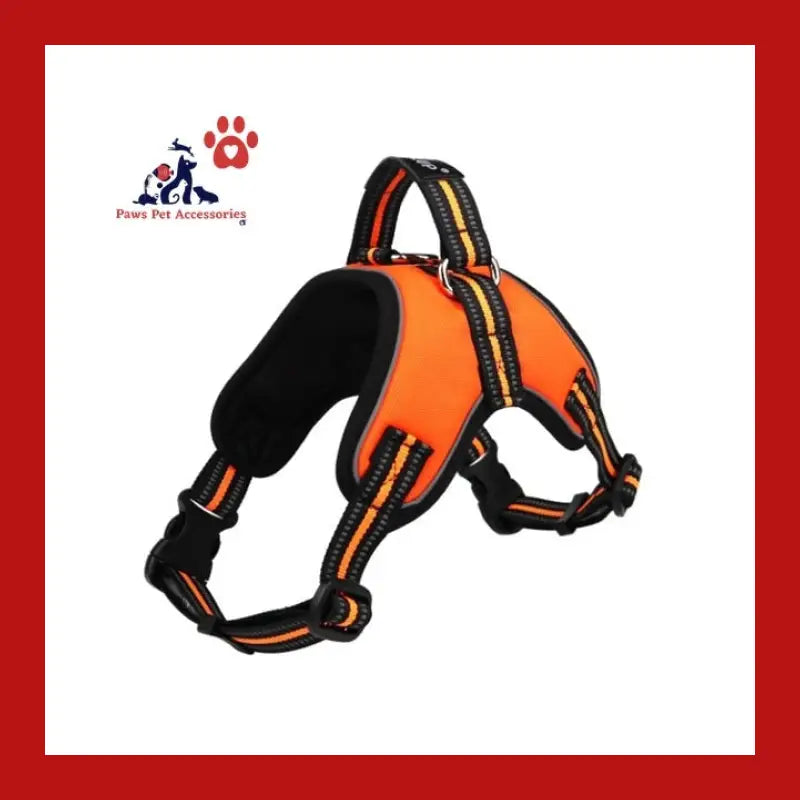 Dog Harness Breathable Safety Reflective Pets Vest no Pull Handle Control Adjustment Strap for Medium Big - Orange / s