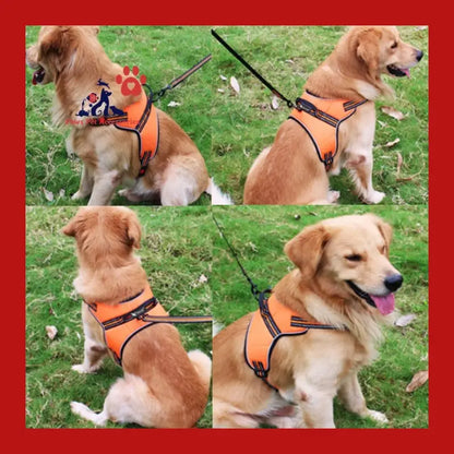 Dog Harness Breathable Safety Reflective Pets Vest no Pull Handle Control Adjustment Strap for Medium Big - > Collars &