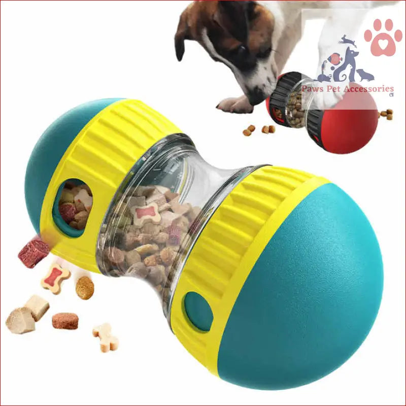 Interactive dog slow feeder toy with turquoise ends for fun and healthy digestion