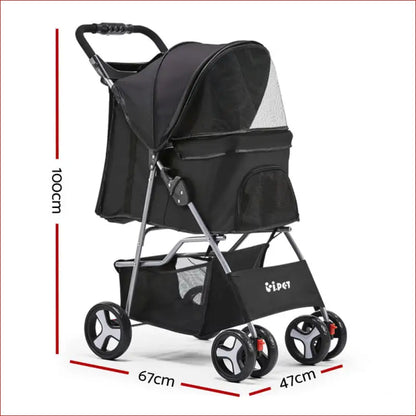 I.pet 4 Wheel Pet Stroller - Black - 2