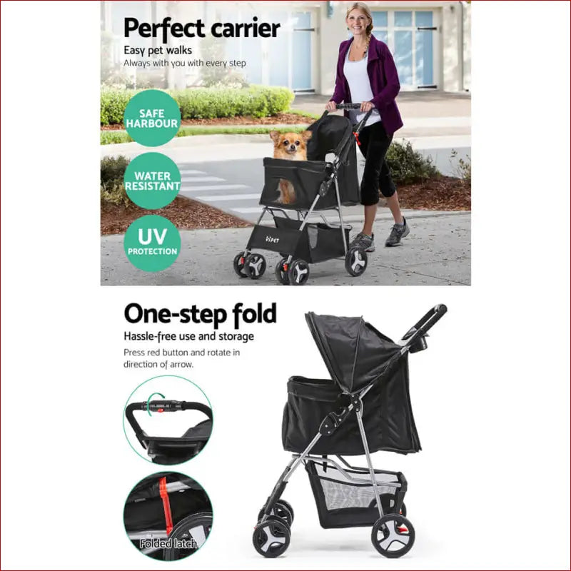 I.pet 4 Wheel Pet Stroller - Black