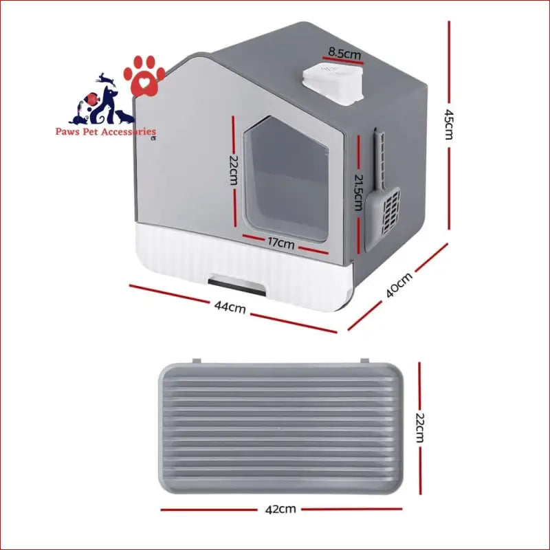 I.pet Cat Litter Box Large Tray Kitty Toilet Fully Enclosed House Hooded Scoop Mat Grey - Pet Care > Supplies 3