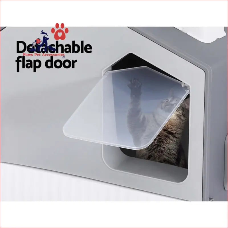 I.pet Cat Litter Box Large Tray Kitty Toilet Fully Enclosed House Hooded Scoop Mat Grey - Pet Care > Supplies 4