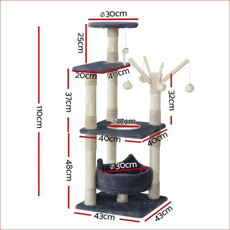 I.pet Cat Tree 110cm Tower Scratching Post Scratcher Wood Condo House Bed Toys - Pet Care > Supplies Posts 2