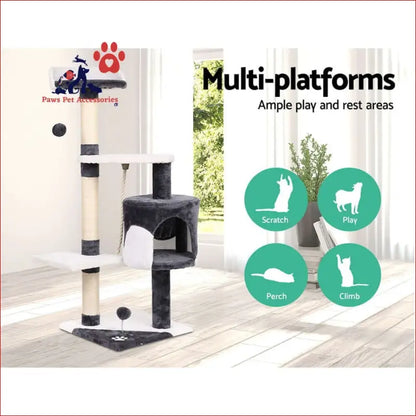 I.pet Cat Tree 112cm Tower Scratching Post Scratcher Wood Condo House Furniture - Pet Care > Supplies Posts 3