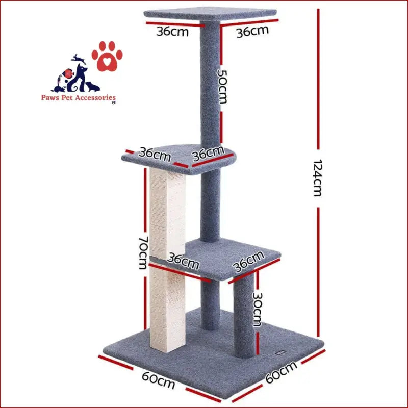 I.pet Cat Tree 124cm Scratching Post Tower Scratcher Trees Wood Condo Board - Pet Care > Supplies Posts 2