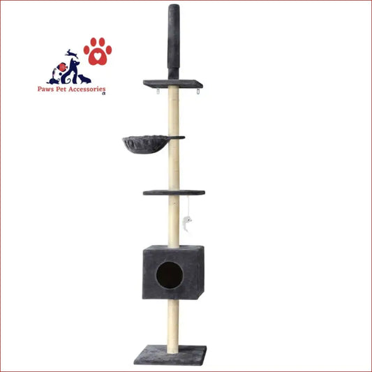 I.pet Cat Tree 260cm Tower Scratching Post Scratcher Floor to Ceiling Cats Bed Dark Grey - Pet Care > Supplies Posts 1