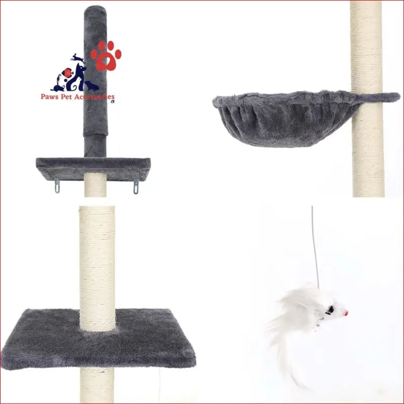 I.pet Cat Tree 260cm Tower Scratching Post Scratcher Floor to Ceiling Cats Bed Dark Grey - Pet Care > Supplies Posts 3