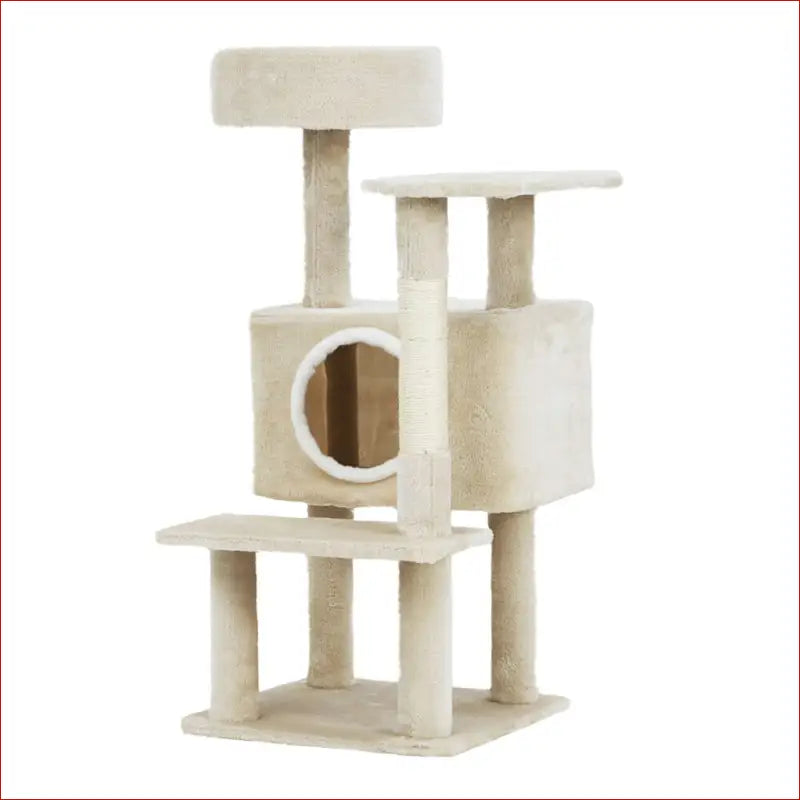 I.pet Cat Tree 90cm Scratching Post Tower Scratcher Wood Condo House Bed Trees - Beige - > & 1