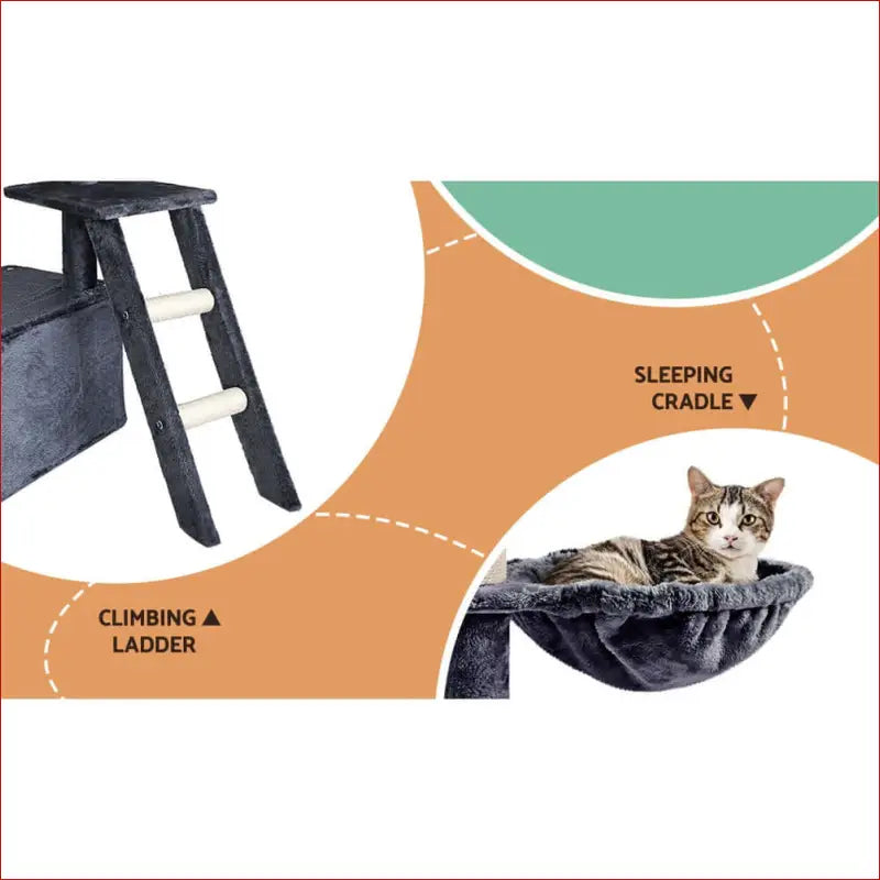 I.pet Cat Tree Tower Scratching Post Scratcher 138cm Trees Condo House Grey - Pet Care > Supplies Posts 5