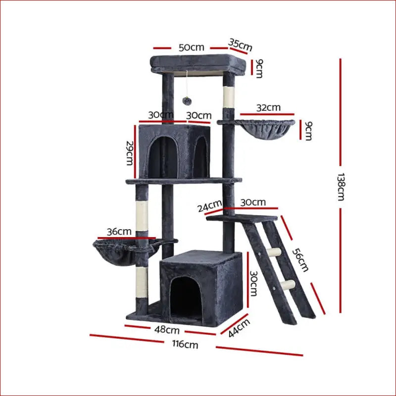 I.pet Cat Tree Tower Scratching Post Scratcher 138cm Trees Condo House Grey - Pet Care > Supplies Posts 2