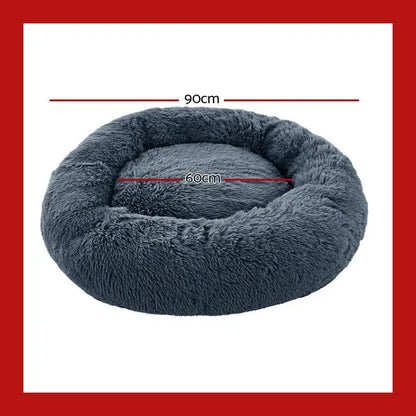 I.pet Pet Bed Dog Cat 90cm Large Calming Soft Plush Dark Grey - Care > Supplies Beds 2