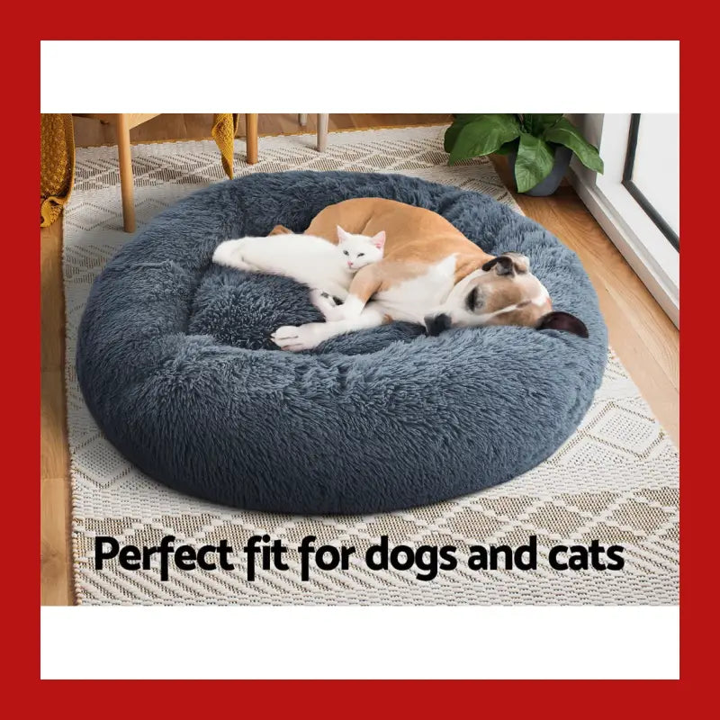 I.pet Pet Bed Dog Cat 90cm Large Calming Soft Plush Dark Grey - Care > Supplies Beds 6