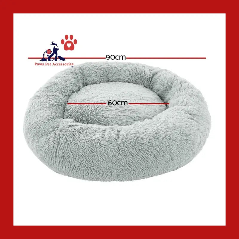 I.pet Pet Bed Dog Cat 90cm Large Calming Soft Plush Light Grey - Care > Supplies Beds 2