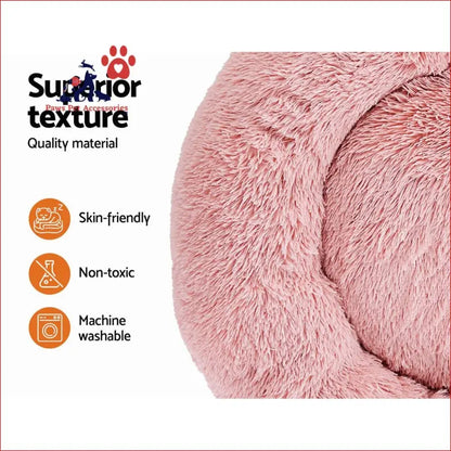 I.pet Pet Bed Dog Cat 90cm Large Calming Soft Plush Pink - Care > Supplies Beds 4